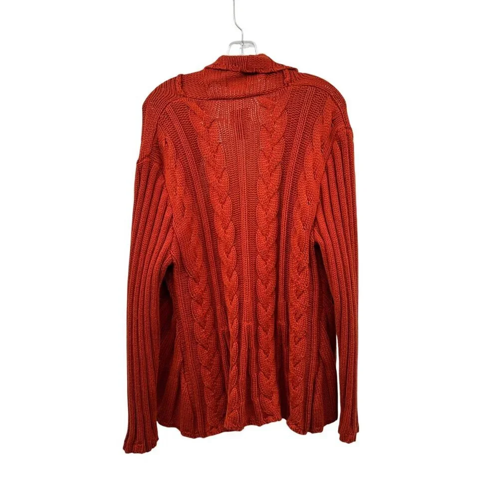 Chico's Womens Knit Cardigan Open Front Burnt Orange Size XL